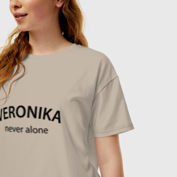 Женская футболка хлопок Oversize Veronika never alone - motto - фото 2