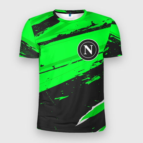 Мужская футболка 3D Slim с принтом Napoli sport green, вид спереди #2