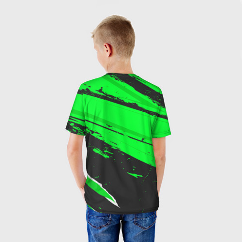 Детская футболка 3D с принтом Napoli sport green, вид сзади #2