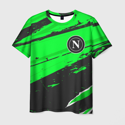 Мужская футболка с принтом Napoli sport green, вид спереди №1