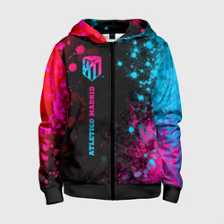 Детская толстовка 3D на молнии Atletico Madrid - neon gradient по-вертикали