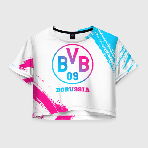 Женская футболка Crop-top 3D Borussia neon gradient style, цвет 3D печать