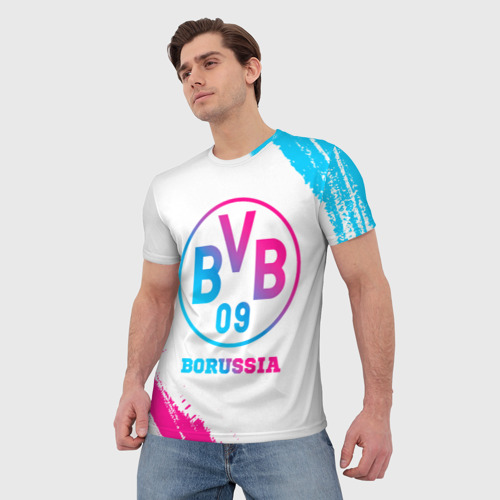 Мужская футболка 3D Borussia neon gradient style, цвет 3D печать - фото 3