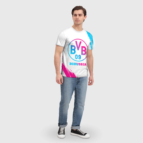 Мужская футболка 3D Borussia neon gradient style, цвет 3D печать - фото 5