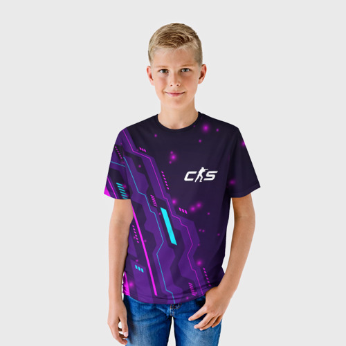 Детская футболка 3D Counter-Strike 2 neon gaming, цвет 3D печать - фото 3