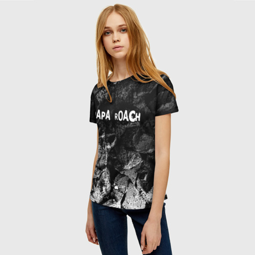 Женская футболка 3D с принтом Papa Roach black graphite, фото на моделе #1