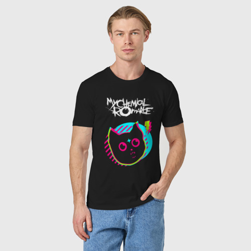 Мужская футболка хлопок My Chemical Romance rock star cat, цвет черный - фото 3