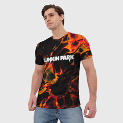 Мужская футболка 3D Linkin Park red lava - фото 2