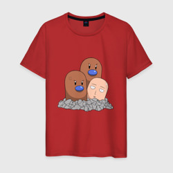 Cайтама и диглетты – Мужская футболка хлопок с принтом купить со скидкой в -20%