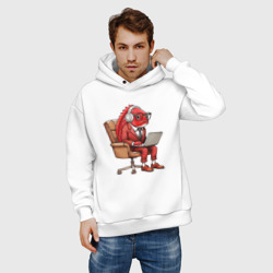 Мужское худи Oversize хлопок Рыба с ноутбуком - фото 2