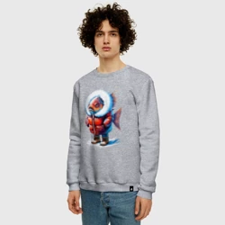 Мужской свитшот хлопок Рыба в шубе в снегу - фото 2