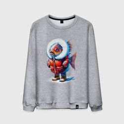 Мужской свитшот хлопок Рыба в шубе в снегу