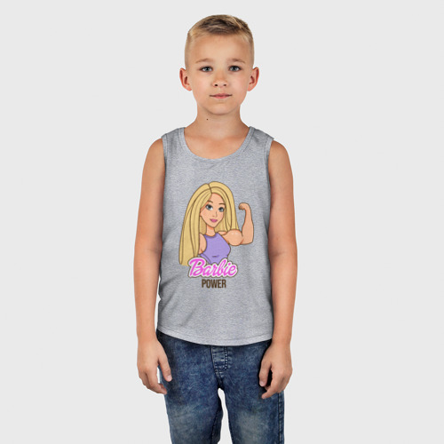 Детская майка хлопок Barbie power, цвет меланж - фото 5