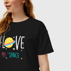 Женская футболка хлопок Oversize Люблю свой космос - фото 2