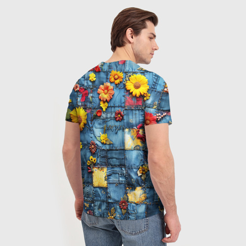 Мужская футболка 3D Подсолнухи на джинсах, цвет 3D печать - фото 4