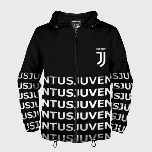 Мужская ветровка 3D Juventus pattern fc club steel, цвет черный