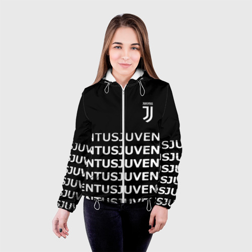 Женская куртка 3D Juventus pattern fc club steel, цвет белый - фото 3