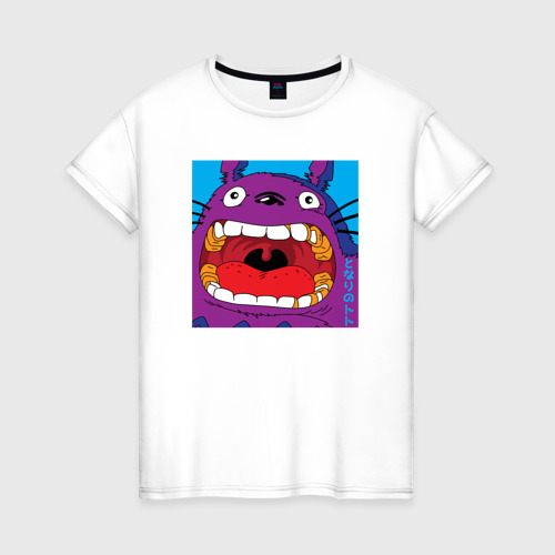 Женская футболка из хлопка с принтом Scream Totoro, вид спереди №1