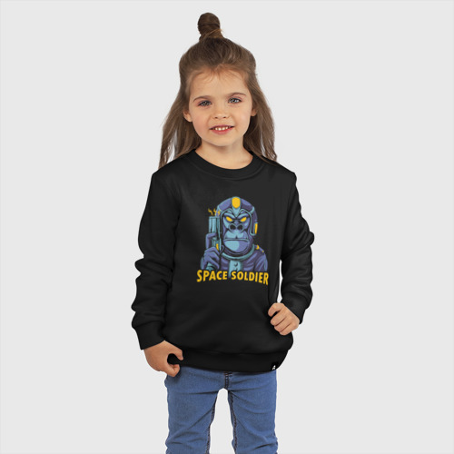Детский свитшот хлопок Космический солдат обезьяна, цвет черный - фото 3