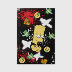Обложка для паспорта матовая кожа Барт Симпсон на фоне баксов