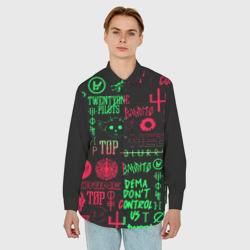 Мужская рубашка oversize 3D Twenty one pilots pattern rock steel - фото 2