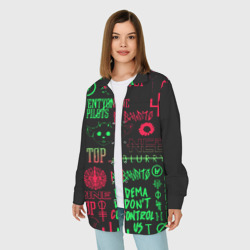 Женская рубашка oversize 3D Twenty one pilots pattern rock steel - фото 2