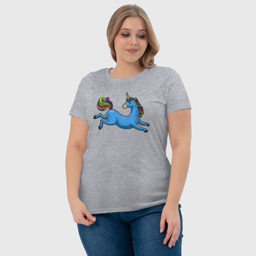 Женская футболка хлопок Blue unicorn, цвет меланж - фото 6