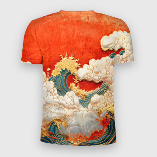 Мужская футболка 3D Slim с принтом Китайский узор облаков, вид сзади #1