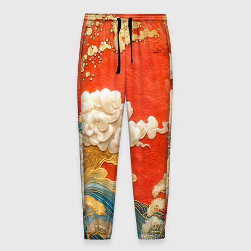Мужские брюки с принтом Китайский узор облаков, вид спереди №1