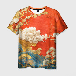 Мужская футболка 3D Китайский узор облаков