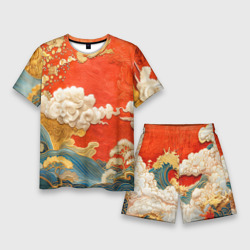 Мужской костюм с шортами 3D Китайский узор облаков