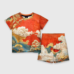 Детский костюм с шортами 3D Китайский узор облаков