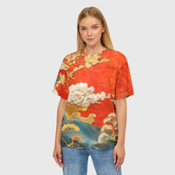 Женская футболка oversize 3D Китайский узор облаков - фото 2