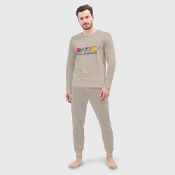 Мужская пижама с лонгсливом хлопок П*хуй пляшем разноцветный ребус - фото 2