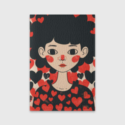 Обложка для паспорта матовая кожа Девочка с сердечками
