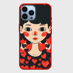 Девочка с сердечками – Чехол для iPhone 14 Pro Max с принтом купить
