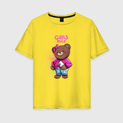 Женская футболка хлопок Oversize Крутая медведица