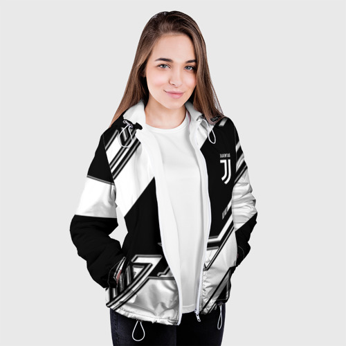 Женская куртка 3D Ювентус фк спортивная геометрия , цвет белый - фото 4