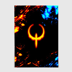 Постер Квейк огненное лого лава