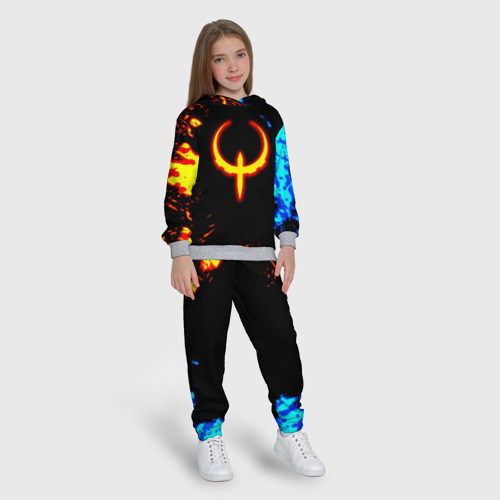 Детский костюм с толстовкой с принтом Квейк огненное лого лава, вид сбоку #3