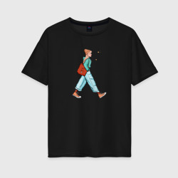 Девушка на стиле – Женская футболка хлопок Oversize с принтом купить со скидкой в -16%