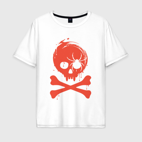 Мужская футболка из хлопка оверсайз с принтом Spider skull, вид спереди №1