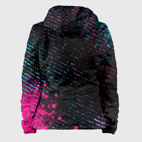 Женская куртка 3D с принтом Everton - neon gradient вертикально, вид сзади #1