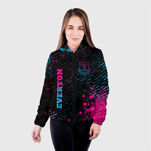 Женская куртка 3D с принтом Everton - neon gradient вертикально, фото на моделе #1