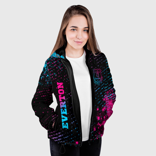 Женская куртка 3D с принтом Everton - neon gradient вертикально, вид сбоку #3