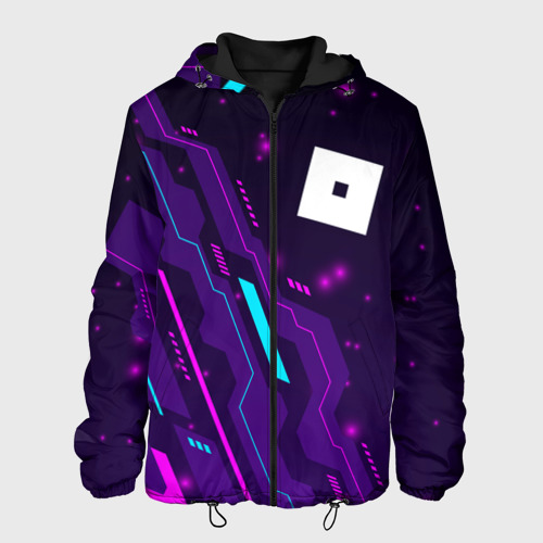 Мужская куртка 3D с принтом Roblox neon gaming, вид спереди #2