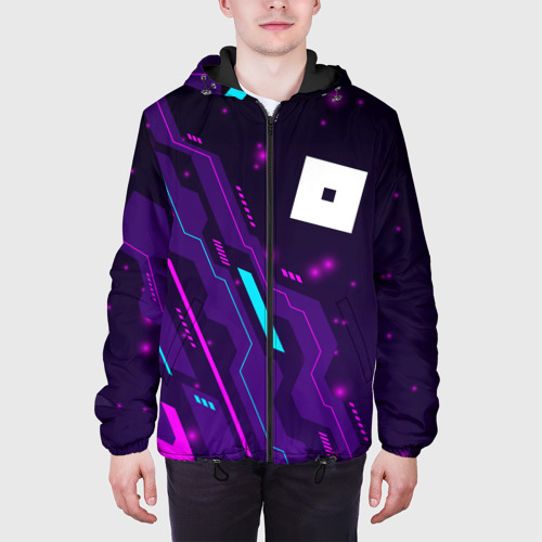 Мужская куртка 3D с принтом Roblox neon gaming, вид сбоку #3