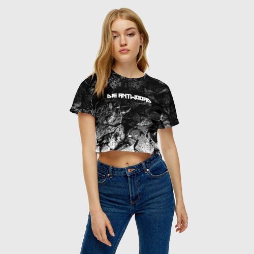 Женская футболка Crop-top 3D Die Antwoord black graphite, цвет 3D печать - фото 3