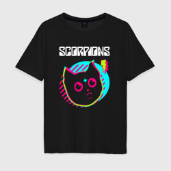 Мужская футболка хлопок Oversize Scorpions rock star cat