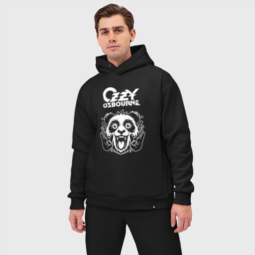 Мужской костюм oversize хлопок Ozzy Osbourne rock panda, цвет черный - фото 3